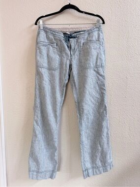 The North Face blue stripe linen blend pant